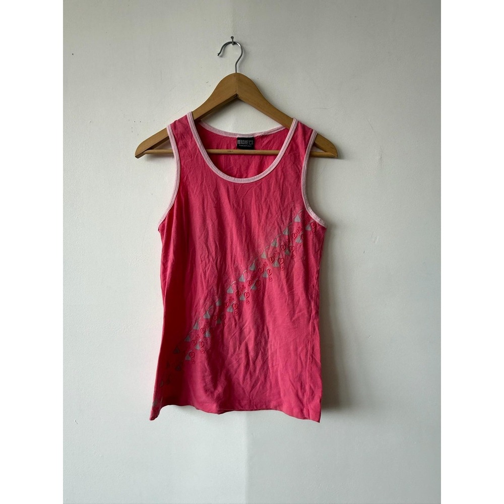 Vintage Hershey's Womens Medium Pink Tank Top Heart Graphic Candy‎ Chocolate Y2K